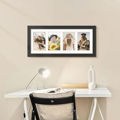 DUENPY 8x20 Collage Frame For 4 4x6 Photos Black - color: Black, size: 8x20（4x6 opening）