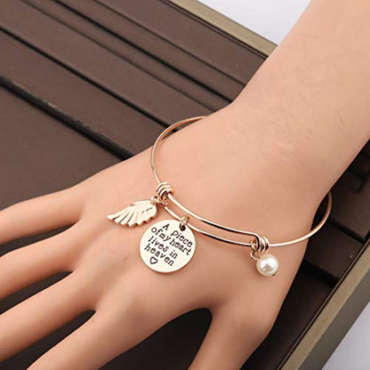 Memorial Jewelry Sympathy Gift A Piece of My Heart Lives In Heaven Lariat Y Necklace Loss Jewelry Gift - color: a piece bracelet rg