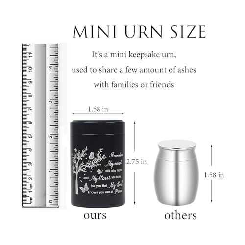 3 Inch Small Urn for Human Ashes Aluminum Mini Cremation Small Keepsake Box for Sharing Ashes Mini Urn-Grandma - size: Black-Grandma