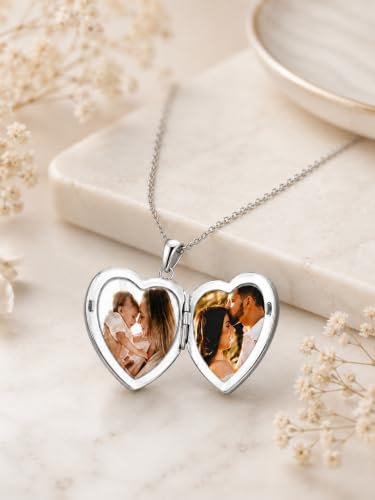 JKR Heart Picture Locket Necklace for Women That Holds Pictures Jewelry | Memorial Necklace with Picture Anniversary Birthday Gift for Women Wife Mom Girlfriend - color: Bee