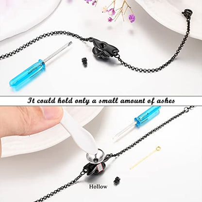 XIUDA Urn Bracelet for Ashes Rose Cremation Bracelet Ashes Holder Bangle Link Chain Ashes Bracelet for Women - style: Black