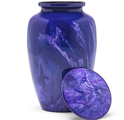 Eternal Harmony Large Urn for Ashes, Adult Male & Female Cremation Urn for Human Ashes with Elegant Finishes, Secure Seal & Velvet Bag, Funeral Urn for Men & Women Up to 200 lbs, 7”x11” (Violet Milo) - color: Violet Milo, size: Large