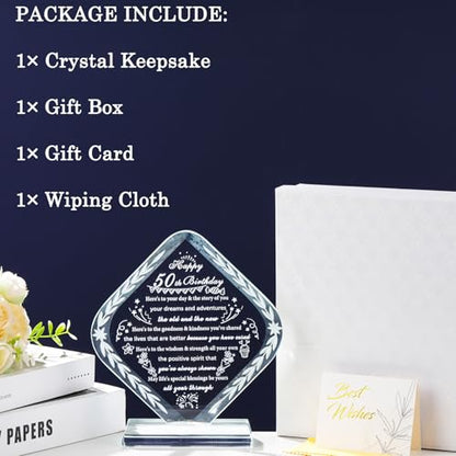 YWHL 50th Birthday Gifts for Women Men Unique Crystal Keepsakes Gifts for 50 Years Old Idea for Mom Dad Happy 50th Birthday Decorations - style: 50th Birthday Gifts