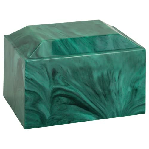 Trajan Cultured Marble Urn - Green - Adult Size - Cremation Urns for Human Ashes - Ground Burial, Home Memorial and Funeral Cremation Urn - color: Green