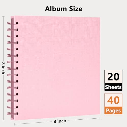 Vienrose Scrapbook Album,40 Pages,8x8 Inch,Candy Pink | Textured Paper Cover,Travel Scrap Book Photo Albums,Memory Book – Wedding,Baby,Family,Graduation,Pets - color: Pink, size: 8×8 Inch 40 Pages