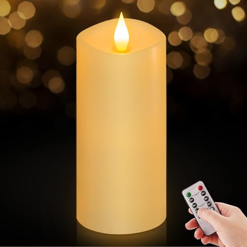 Flameless LED Candles 3"x7" Set of 1, Battery Operated with Remote & Timer, 600-Hour on 2 AA Batteries, Flickering Realistic Flame, Ivory for Indoor/Outdoor - color: Ivory, size: 3"x7" - 1 Pack