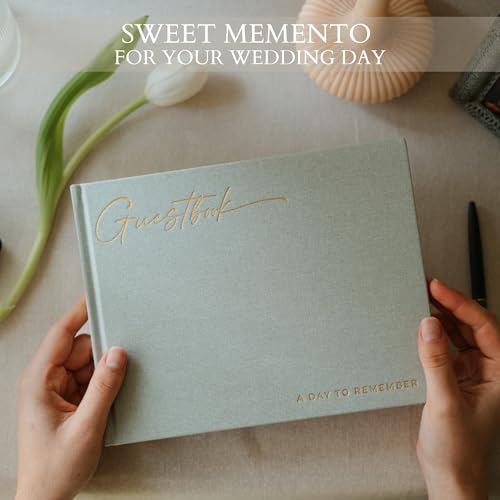 Beautiful Wedding Guest Book for Your Wedding Reception w/ Polaroid Photos | Simply Elegant Guestbook to Sign in and Add Photos - The Perfect Baby Shower Guest Book for the Special Day - color: Sage