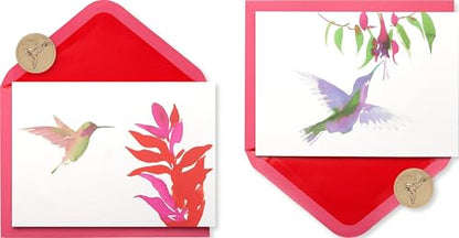 Papyrus Watercolor Hummingbird All Occasion Cards with Envelopes & Signature Seals, Blank Inside for Personalized Message (12-Count)