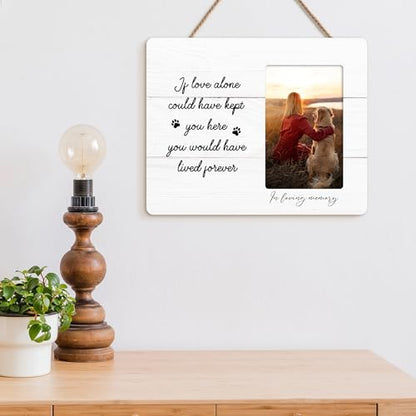 Dog Memorial Picture Frame, Sympathy Gifts for Loss of Dog, Pet Memory Wooden Picture Frames, 4x6 inch Photo - color: Blue