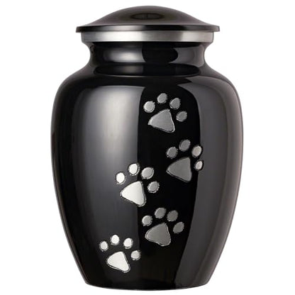 Ottillie Legacy Ebony/Pewter/Vert Urn, up to 115lbs - color: Ebony, Vertical Pewter Paws, size: Large