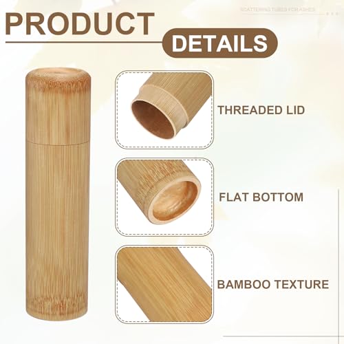 uxcell 4pcs Bamboo Scattering Urn, 5.1" x 1.2" Small Cremation Tube with Lid Mini Keepsake Brown for Male Female Pet Dog Brown - size: 5.1" x 1.2"