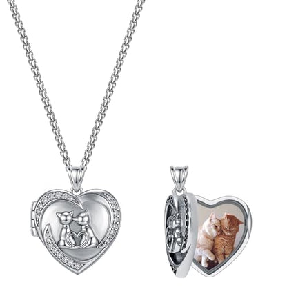 925 Sterling Silver Pictures Locket Necklace for Women Men - color: Black plated 6