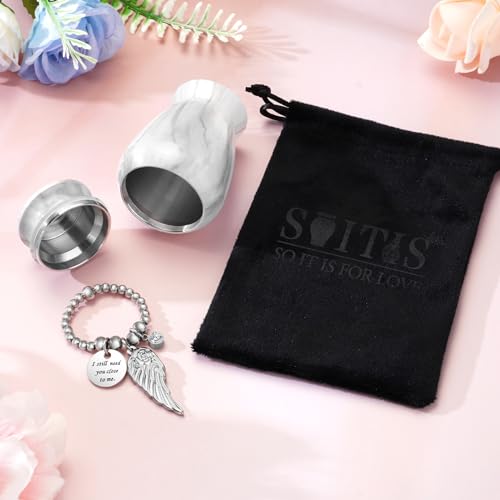 SOITIS Customized Small Urns for Human Ashes Keepsake, 2.83 Inches Urn for Women Men, Customized Aluminum Cremation Urns for Human Ashes-White Keepsake Urn - color: Custom-white