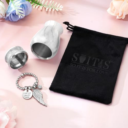 SOITIS Customized Small Urns for Human Ashes Keepsake, 2.83 Inches Urn for Women Men, Customized Aluminum Cremation Urns for Human Ashes-White Keepsake Urn - color: Custom-white