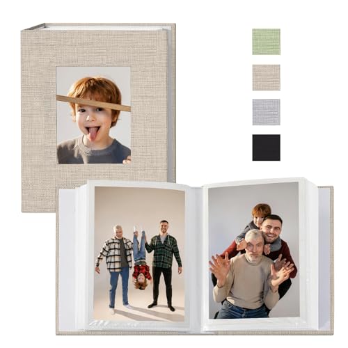 Photo Albums 4x6 Pictures, Polaroid Photos Album Book, Photo Book Small Linen Cover Photo Album, 50 Page Holds 100 Pictures, Photobook for Valentines Day, Anniversary, Vacations, Wedding Baby Beige - color: Beige
