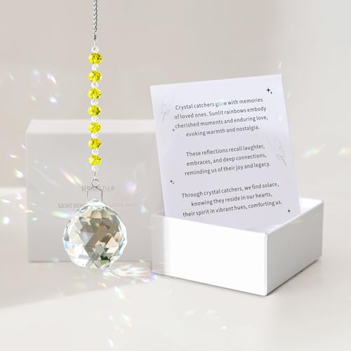 Hgelda Sympathy Gifts for Loss of Loved One Crystal Suncatcher Ornaments - color: Light Yellow
