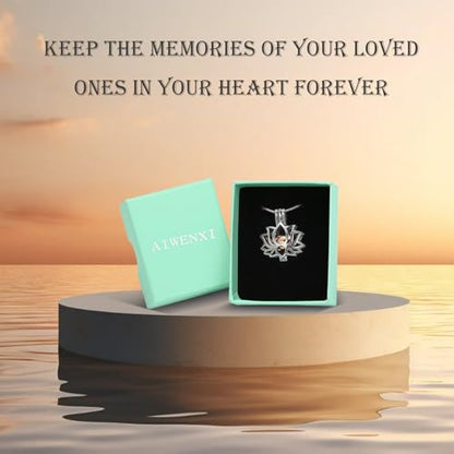 Cremation Jewelry Lotus Flower Urn Necklaces for Ashes Stainless Stell Memorial Ash Pendant Necklaces with Mini Urn Keepsake Ash Jewelry for Men Women Gifts with Funnel Filler Kit - color: Silver-rose