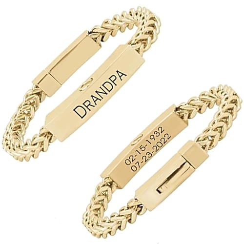 Personalized Cremation Jewelry Urn Bracelet for Ashes -18 K Gold Plated Stainless Steel Women Men ID Urn Bracelet for Human, Annimal Ashes Keepsake