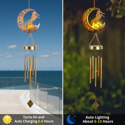 Solar Horse Wind Chimes - Unique Moon Hummingbird Design, for Mothers, Grandmothers, Sisters, Friends and Girls on Birthdays, Christmas, Thanksgiving and Mother's Day - color: Horse