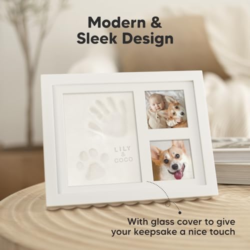 Baby Hand and Footprint Kit Quick Dry Clay Baby Footprints (Alpine White) | Pets Paw Kit, Newborn Keepsake Picture Frame for Boys, Girls, Personalized New Mom Gifts for Shower & Registry, Grandparents - color: Alpine White