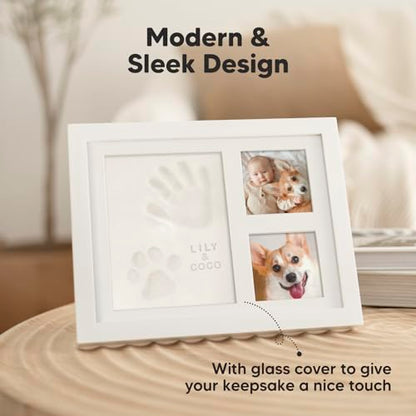 Baby Hand and Footprint Kit Quick Dry Clay Baby Footprints (Alpine White) | Pets Paw Kit, Newborn Keepsake Picture Frame for Boys, Girls, Personalized New Mom Gifts for Shower & Registry, Grandparents - color: Alpine White