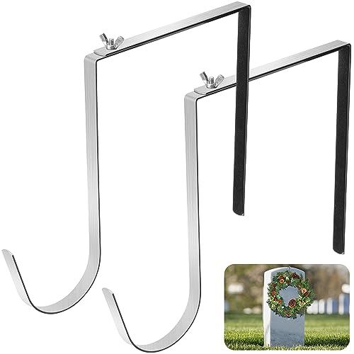 2 Pcs Christmas Headstone Wreath Hanger, Adjustable Headstone Wreath Holder - style: 2 Pcs