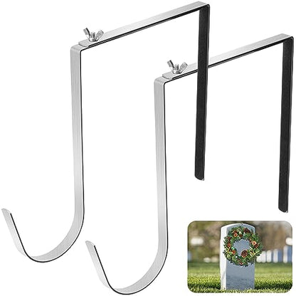 2 Pcs Christmas Headstone Wreath Hanger, Adjustable Headstone Wreath Holder - style: 2 Pcs