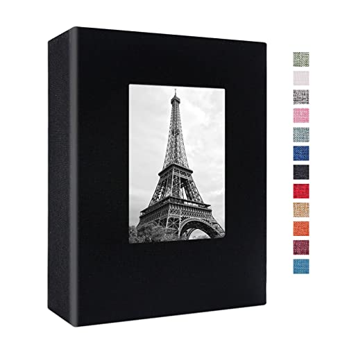 Vienrose 4x6 Photo Album,100 Pockets,Linen Cover with Window,Black | Cover Window, Acid Free Pages, Linen Hardcover, Baby Wedding Family Photos - color: Black, size: 100 Pocket