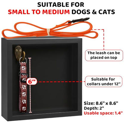 vinatimes 8.6'' Pet Memorial Gift Shadow Box Black Collar Holder Picture Frame Pet Paw Ink Kit Dog Wooden Sculpture Bottle Rainbow Pet Hair Keepsake Gift Loss of Dog Cat Tabletop Wall Hanging PSD-4B - color: Black, size: 8.6 inches