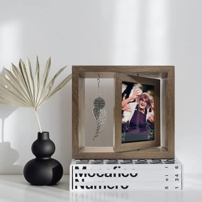 Besoamo Memorial Picture Frame 4x6, Sympathy Gifts for Loss of Loved One, Memorial Gifts for Loss of Mom Dad, Rotatable Bereavement Sympathy Photo Frame with Angel Wing, Remembrance Condolence Gift - size: 4x6 inches Photo Frame with Angel Wing