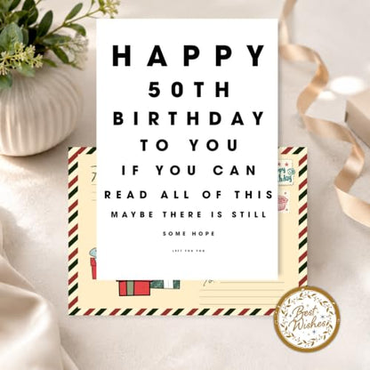 50th Birthday Card, 50th Birthday Cards for Him Her with Seal and Envelope, Happy 50 Birthdayy Card for Women Men Mom Dad Grandma Grandpa Friend Sister Brother Coworker Husband Wife - color: 50th