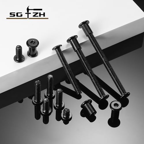 1/4-20 x 2-1/2" 20Pcs Flat Head Hex Socket Cap Screws Bolts Barrel Nuts Kit, 304 Stainless Steel 18-8, Full Thread, Black Oxide by SG TZH (with Hex Spanner) - color: Black, size: 1/4-20 x 2-1/2"