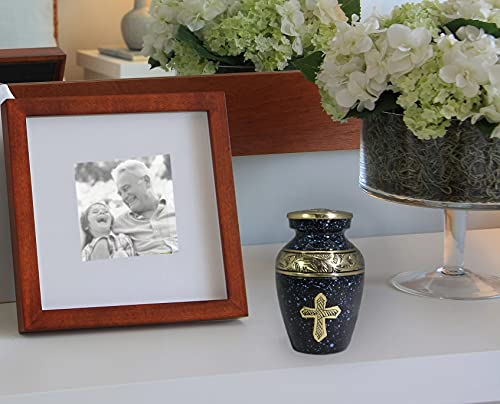 Black Cross Keepsake Urns for Human Ashes with Velvet Gift Box for Cremation Keepsakes for Ashes - Small Cremation Urn and Small Keepsake Urn Set of 4 - color: Black Cross