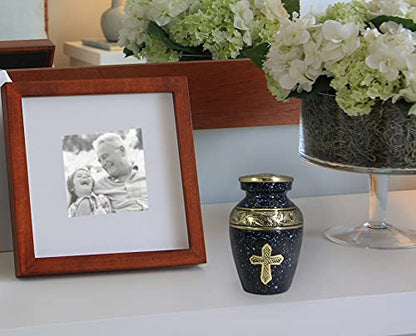 Black Cross Keepsake Urns for Human Ashes with Velvet Gift Box for Cremation Keepsakes for Ashes - Small Cremation Urn and Small Keepsake Urn Set of 4 - color: Black Cross