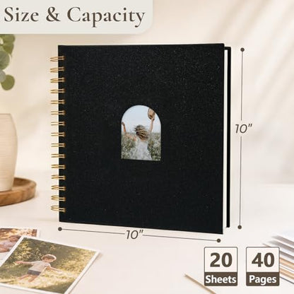 Vienrose Scrapbook Album,40 Pages,10x10 Inch,Black | Linen Arch Window,Personalized DIY Photo Album – Wedding,Baby Shower,Anniversary,Travel,Keepsake Gift - color: Black, size: 10 INCH 40 Pages