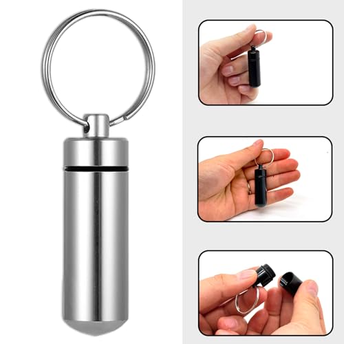 6 Pack Silver Cylinder Urn Keychains for Ashes, Waterproof Memorial Vial Keepsake Jewelry for Human or Pet Cremation Ashes, Hair, or Tiny Mementos, Secure Screw-Top Mini Ash Holders