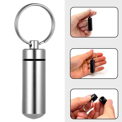 6 Pack Silver Cylinder Urn Keychains for Ashes, Waterproof Memorial Vial Keepsake Jewelry for Human or Pet Cremation Ashes, Hair, or Tiny Mementos, Secure Screw-Top Mini Ash Holders