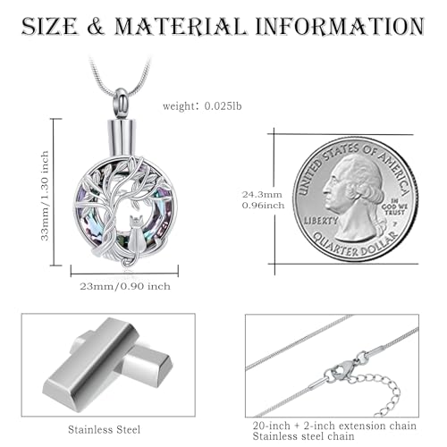 Hearbeingt Tree of Life Cremation Jewelry Paw Print Urn Necklace for Ashes - color: A-Silver 2