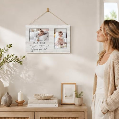 First Grandchild Double Picture Frame 4x6, Baby Two Photo Frame - color: color-2
