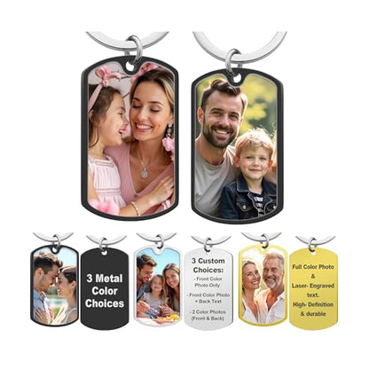 Custom Keychain with Picture Personalized Photo Keychain Gift for Father's Day Valentines Day Men Boyfriend - color: 3 Metal Color + Uv Color Option