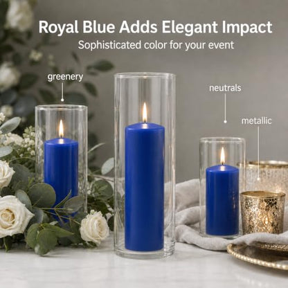 yummi Set of 36 Slim Pillars and Cylinder Vases - Royal Blue - color: Royal Blue