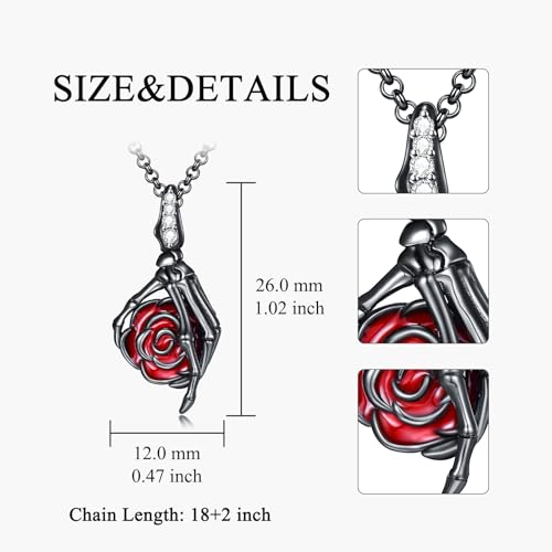 PELOVNY Urn Necklaces for Ashes of Loved Ones 925 Sterling Silver Personalized Heart Locket Urn Necklace Cremation Keepsake Memorial Jewelry Gifts for Women Men - color: Skull Rose Urn