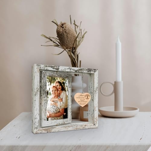 Rotating Mom Memorial Wood Frame Loss of Mother Sympathy Gift | Double 4x6 Photo Frame, Bereavement Condolences Remembrance Sorry for Your Loss Grief Keepsake - color: Loss of Mom