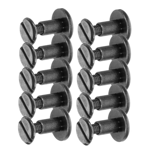 LALAFINA 10pcs Flat Rivets Chicago Binding Screws Leather Cap Rivet Set DIY Leather Decoration for Mailbox Door Pins Repair