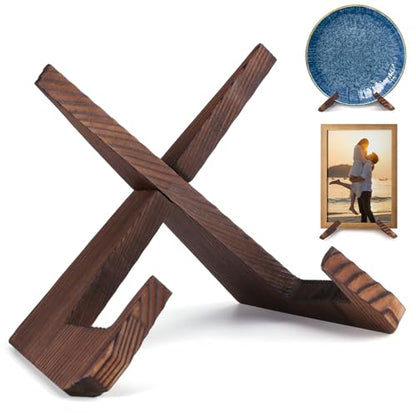 XKDOUS 6.5 Inch Plate Stand for Display Wood Picture Frame Cookbook Holders - color: Rustic, size: 6.5'' 1 Pack
