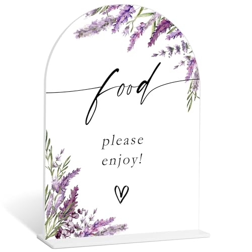 Food Please Enjoy Sign, Lavender Dessert Table Decor, Baby Shower Decorations, Gender Reveal Party Decor, Acrylic Table Signs with Base for Gender Reveal Party and Baby Shower Activities, V - color: Food Please Enjoy Sign-22