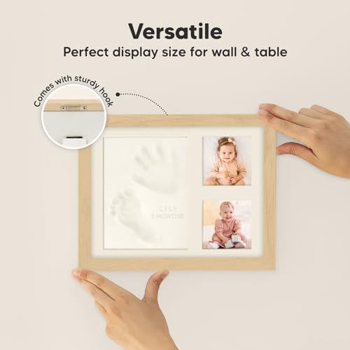 Baby Hand and Footprint Kit,Quick Dry Clay Baby Footprint Kit (Ash Wood) | Pets Paw Kit, Newborn Keepsake Picture Frame for Boys, Girls, Personalized New Mom Gifts for Shower & Registry, Grandparents - color: Ash Wood