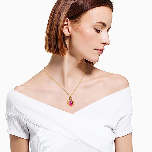 memorial jewelry Gold Angel Wings Glass Heart Urn Pet/Human Cremation Pendant Necklace Jewelry for Ashes - color: Pink
