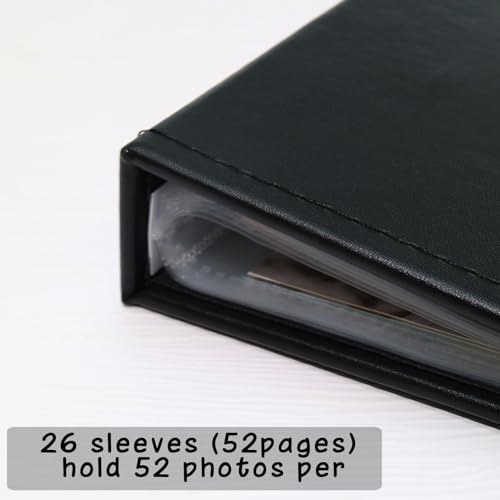 Small Photo Album 5x7 52 Pockets Leather Cover Picture Book Holds 5x7 Photos for Wedding, Baby, Family, Graduation - color: Black, size: 5x7 (1 PK)