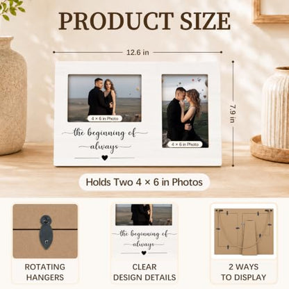 Engagement Double Picture Frame 4x6, Couple Gifts Two Photo Frame - color: color-1